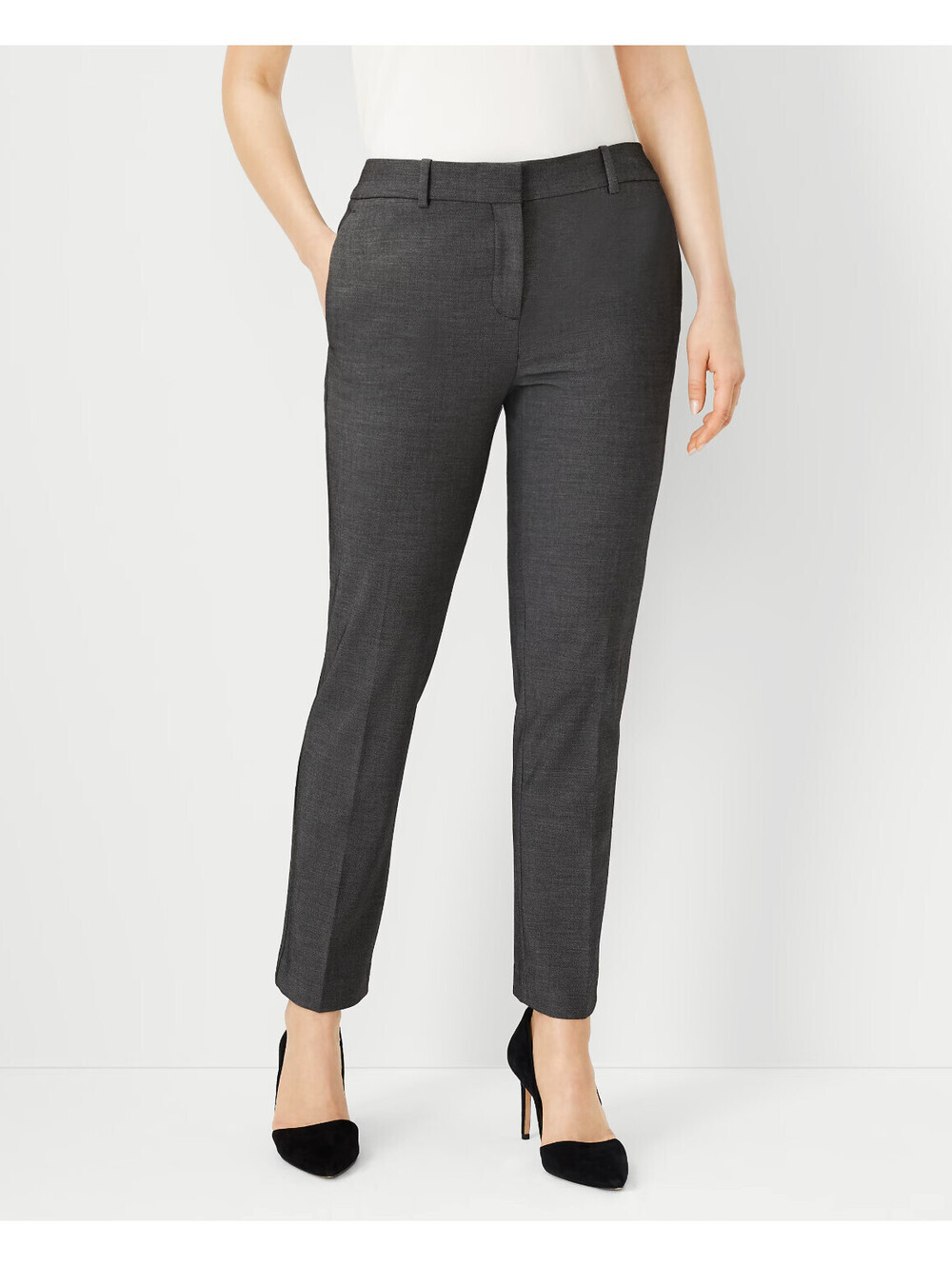 Ann Taylor Factory Women's Gray Stretch Ankle Curvy Mid Rise Dress Pants Sz XL